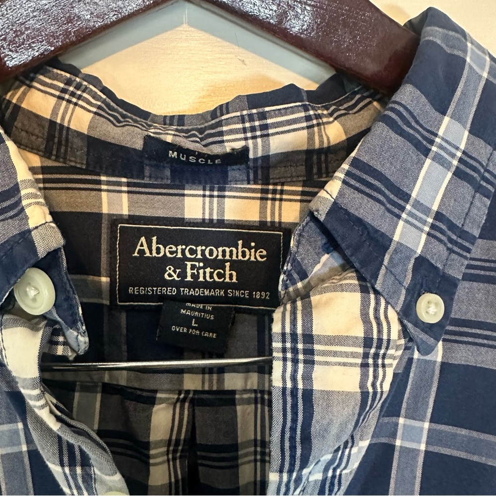 Abercrombie & Fitch Navy and White Checkered Shirt